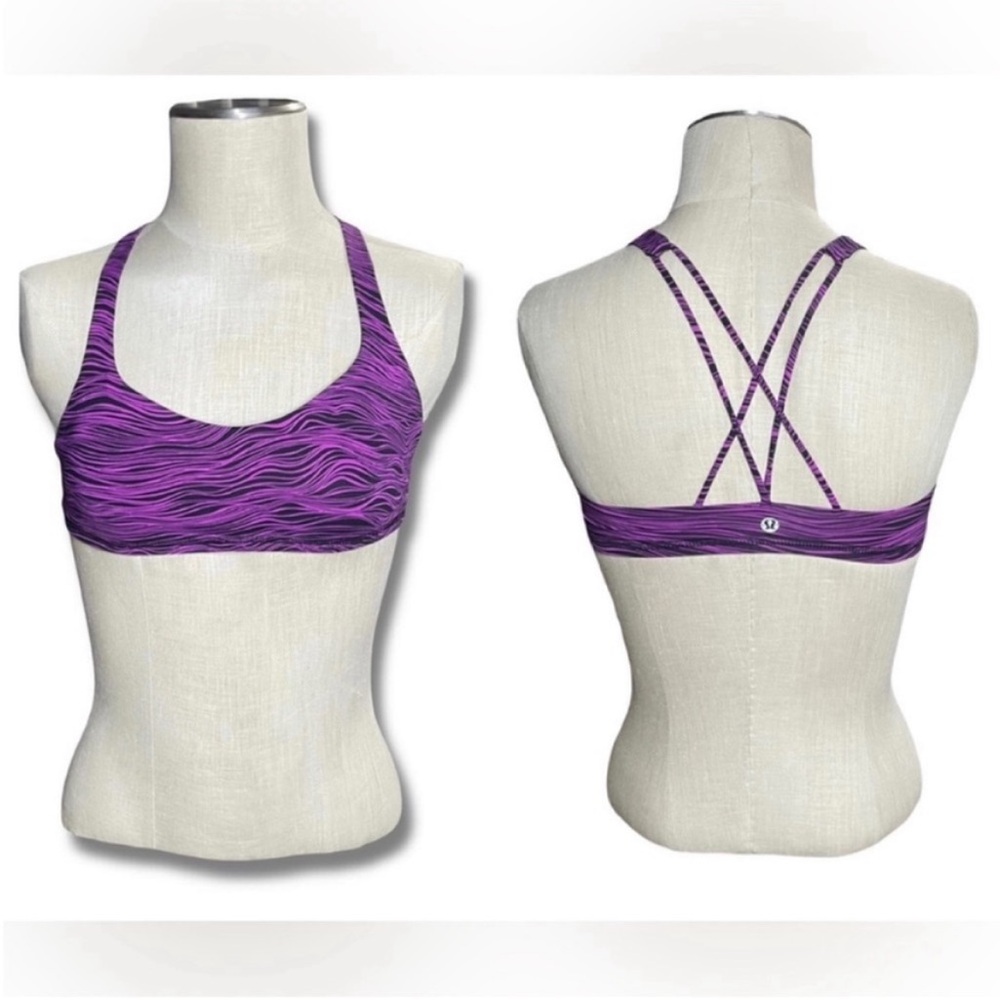 Lululemon Free To Be Bra In Life Lines Polar Pink And Black Size 6